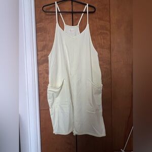 FP Movement by Free People Light Yellow Spaghetti-Strap Romper